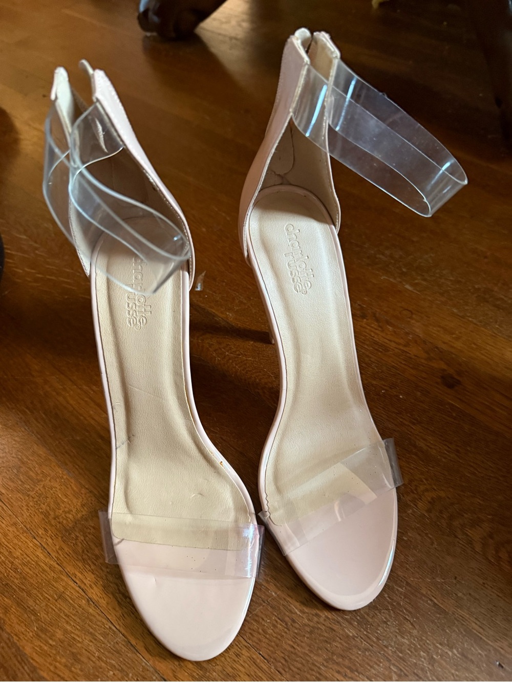Clear-Strap Nude Heel Sandals - Women